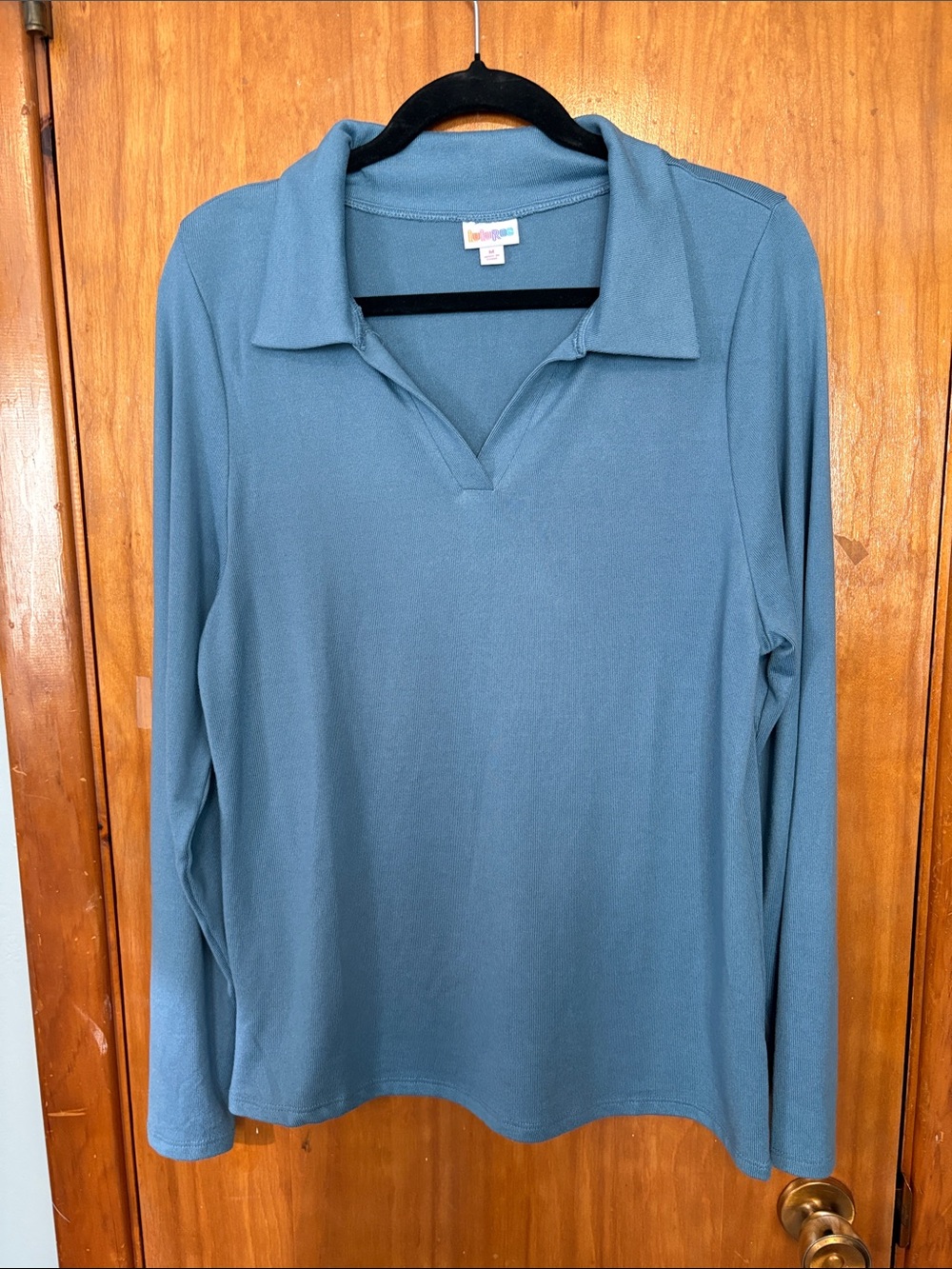 LuLaRoe Long-Sleeve Polo Top - Slate Blue - Size M - Worn 2x